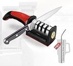 Empune Kitchen Knife Sharpener | Free Stainless Steel Straw | 3-Stage Sharpening Tool | Ergonomic Handle, Removable Grinding Head, Sharpen with Ease | Sharpen All Types of Knifes