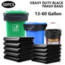 50pcs Heavy Duty Trash Bags 33 45 60 Gallon Black Large Garbage Rubbish Bag