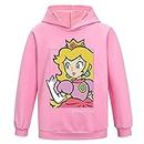The Game Bros Movie Hoodie Girls Cute Princess Peach Pullover Hooded Kids Cartoon Sweatshirt for 3-12Years