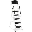 HBTower 5 Step Ladder with Handrails & Tool Bag, Step Ladder 5 Step Folding with Anti-Slip Pedal for Home, Kitchen, Office, 330 lbs Capacity - White