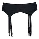 TVRtyle Black Seamless 4 Wide Straps Metal Buckles Women Sexy Garter Belt for Stockings S506B (Large)