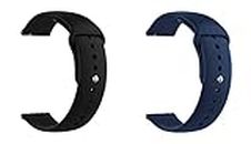 ONE ECHELON Quick Release Watch Band Compatible With Moto 360 2nd Gen Men's 42mm Silicone Watch Strap with Button Lock, Pack of 2 (Black and Blue)