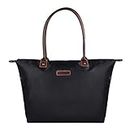 NOTAG Tote Bag, Stylish Waterproof Nylon Tote Handbag Ladies Tote Shopping Bag for Travel Beach (Black)