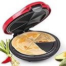 NOSTALGIA 10-Inch 6-Wedge Electric Deluxe Quesadilla Maker with Stuffing Latch, 10 inch, Red