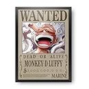 MCSID RAZZ - One Piece - New 3B. wanted Monkey D luffy Design A4 Size Poster (With Frame) - Best Gift For One Piece Fans/Best Artefact To Your Home & Decor/For Anime Fandom