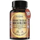 New! KASHA Nutrition Organic Tri Color Maca Root 750mg (DHE: 3000 mg) with Bioperine per Capsule (120 Caps) - Black, Red, and Yellow Maca Root Powder for Men, Women and All Genders | Proudly Canadian | 4 Month Supply. Non-GMO, Vegan, Gluten Free, Soy Free, Vegetarian