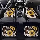 Tomeusey Cow Hide Sunflower Print Front & Rear Car Floor Mats for Cars Sedan,SUV,Truck Floor Liners Anti-Slip Cushion Automotive Accessories, 4 pcs Set Dust-Proof Car Mats