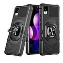 TCL 30 Z Case,TCL 30 LE Case,Ring Kickstand for Magnetic Car Mount, Heavy Duty Military Grade Shockproof Phone Cover,PC+TPU Impact-Resistant Bumpers Protective Case,Drop-proof,Scratch-proof(Black)