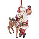 RAZ Imports Resin Santa & Reindeer Ornament, Multicolor
