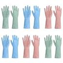 TopBine 6 Paar Gummihandschuhe, Gummi Reinigungshandschuhe, Haushalt Küche Reinigung Wasserdichte Handschuhe, Gartenhandschuhe, Wiederverwendbare Handschuhe(6M) (Zufällige Farbe)