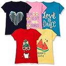 T2F Girls Solid Regular Fit T-Shirt Pack of 5(GLS-TSRT-01_Multicolor 5_3 Years-4 Years)