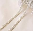 Bene Omnia 2 Yards Pearl Beaded Trim Bridal Lace Ribbon Trimming Edge Tape for Craft Sewing Wedding Dress Fabric DIY Decoration 1cm