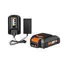 WORX WA3606, 2.0Ah, Indicator, 5 hr Charging Time 20V Battery and Charger, Black & Orange