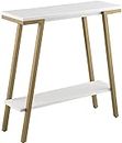 Priti Console Sofa Table Mixed Metal and Wood Hall Console Sofa Table White/Gold