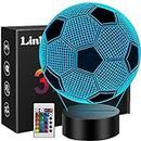 Linkax Regalo de Fútbol para Niños 8 10 Años, 3D LED Lámpara Luz de Noche con Control Remoto, Regalos Comunión para Niños, Niño, Cumpleaños Navidad Decoración