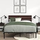 Zinus Queen Bed Frame, Figari Bamboo and Metal Industrial Bed Frame, Solid Wood, Bedroom Furniture, Brown