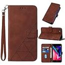 Compatible for iPhone 8 Wallet Case,iPhone 7 Case,iPhone SE 2022 Case,iPhone SE 2020 Case,iPhone 6/6S Case,[Kickstand][Wrist Strap][Card Holder Slot] TPU Protective PU Leather Folio Flip Cover (Brown)