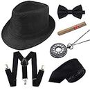 GCFIYPP 1920s Men Accessory Set Manhattan Hat, Suspenders for Halloween,Christmas Black
