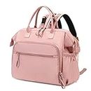 LORADI Convertible Diaper Bag Tote, Water-Resistant Diaper Backpack with Anti-theft Pockets and Stroller Clips, Light Pink
