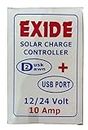 Exide 12V/24V Auto PWM 10A Solar Charge Controller Battery Charger with USB Port