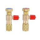 Refrigerant Charging Valve, 2pcs R410A R22 Air Conditioning Refrigerant for 1/4" Male to 1/4" Famale Safety Adapter Refrigerant Charging Valve(Copper + Aluminum)