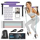 Goocrun Portable Pilates Bar Kit with Resistance Bands for Men and Women - Home Gym, Workout Kit for Body Toning – with Fitness Poster and Video