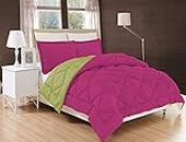DEESSE Comforters All Season Microfiber Reversible 220 GSM Feather AC Comforter Lightweight Breathable Bedding Set Blanket Duvet Quilted Dohar Razai Rajai (Pink-Olive, Single Bed (60x90 Inch))