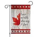 Louise Maelys Canada Day Garden Flags Maple Leaf True North Strong and Free Flag 12 x 18 Inch Double Sided Burlap Flags 1st July Canada Flag Patriotic Flags for Canada Day Outdoor Decorations(Only Flags)