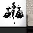 Sticker Mural Filles Fashion Clothing Boutique Window Shop Salon Vinyle Autocollant Fashion Lady Avec Robe Noire Mur 57X61Cm