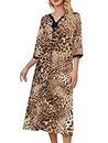 PITINAN Womens House Dress Nightgowns & Sleepshirts Zip Robes for Women Moomoo Dresses for Women Anthony Richards Clothing Brown Leopard S