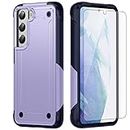 Asuwish Phone Case for Samsung Galaxy S21 5G 6.2 inch with Tempered Glass Screen Protector Cover and Slim Thin Rugged Hybrid Protective Dual Layer Mobile Cell Accessories S 21 21S G5 Women Men Purple