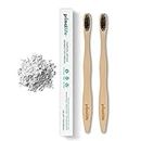 Charcoal Ion Toothbrush 2 pack- Help Eliminate Bad Breath, Kill Bacteria & Reduce Stains - Clean, Detoxify, Whiten & Remove Plaque 100% Naturally - Primal Life Organics