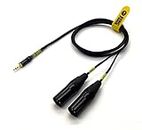 Sonic Plumber Black and Gold 3.5mm (1/8 Inch) EP Stereo to Twin XLR Male Interconnect Cable with Cable Tie (1.5meter / 4.92ft)