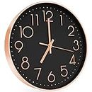 12" Wall Clock Silent & Large Wall Clocks for Living Room Office Home Kitchen Decor Modern Style & Easy to Read - Rose Gold &Black