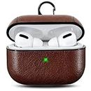 mStick Airpods Pro Leather Protective Cover Compatible with Airpod Pro Case Leather Airpods Pro Protective Case Cover with Keychain for Apple Airpods pro- DEEP Brown