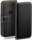 MoEx Custodia a portafoglio per Nokia Lumia 1520, custodia per cellulare con tasca per schede e carte credito, protezione a 360°, in pelle vegana, Profondo - Nero