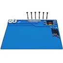 Hengtianmei Heat Insulation Silicone Repair Mat with Scale Ruler and Screw Position for Soldering Iron, Phone and Computer Repair Size: 22 x 14 Inches (H-203)