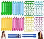 40PCS Hair Curlers No Heat Magic Hair Rollers Wave and Spiral Curl Former Two Styles(30cm/12in) with 4PCS Styling Hooks Kit DIY Heatless Hair Curlers for Most Hairstyles Short and Medium Hair (Small)