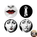 Transparent Lady Face Decorative Films Quality Separated Round DIY Wall Sticker for Bathroom Decor Human Head Face Wallpaper 4 Pcs (Diameter About 26cm)