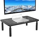 WALI Monitor Stand Riser for Computer, Laptop, Printer, Notebook and All Flat Screen Display with Vented Metal Platform and 3 Height Adjustable Underneath Storage, 1 Pack, Black