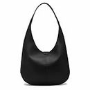 NEWBELLA Tote Bags for Women, PU Leather Shoulder Crossbody Hobo with Magnetic Closure, Black, One Size