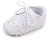 Methee Infant Baby Boys Girls Walking Shoes, Soft Sole Non-Slip First Walker Shoes Newborn Crib Shoes, Perfect for Baptism/Crawling/Wedding, A-White, 6-12 Months Infant