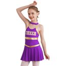 Kids Girls Cheerleading Outfit Back Zipper Cheer Leader Costume Party Uniform