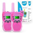 PELOSTA 2 Pack Walkie Talkies for Kids,Electronic Toys with 22 Channels & Flashlights & 3 Mile Range,Toddler Toy for 3-12 Year Old Preschool Boys Girls,Gifts for Sports Outdoor Game & Role Play(Pink)