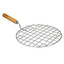 ikis Round Barbeque Jali Roti Roast Grill Papad Roaster Chapati Toast Grill Wooden Handle paneer tandoor net (20 cm)