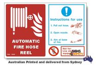 Automatic Fire Hose Reel, Instruction For Use Sign