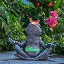 Solar Frog Garden Statues for Porch Patio Yard Decorations Ideal Frog Gifts for Women Grandma Cute Resin Outdoor Statues with Butterfly Lawn Ornaments Home Decor Birthday Gifts for Mom