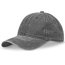 Vintage 100% Cotton Washed Baseball Cap Adjustable Size，Classic Low Profile Plain Retro Unisex Dad Hat(Grey)