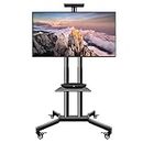 CULOTOL Mobile TV Stand with Wheels Rolling TV Cart Floor for 23-70 Inch LCD LED Flat Curved ScreenTVs, Height Adjustable Portable Modern Monitor Stand for Bedroom Office Portable Rolling tv Stand