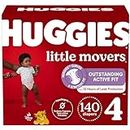 Diapers Size 4 - Huggies Little Movers Disposable Baby Diapers, 140ct, One Month Supply